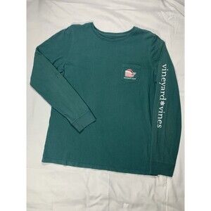 Vineyard Vines T-Shirt Women's Medium Green Christmas Long Sleeve Crew Neck